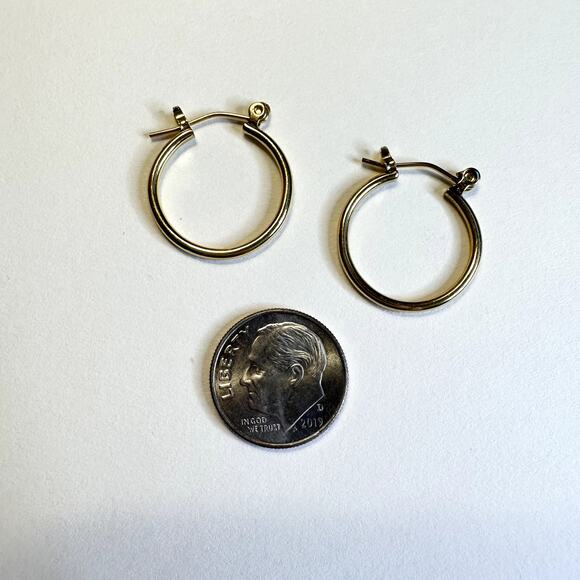 NWT gold color medium sized hoop earrings - Picture 2 of 2